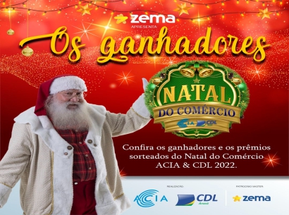 Confira quem foram os ganhadores da Campanha Natal do Comércio ACIA e CDL 2022